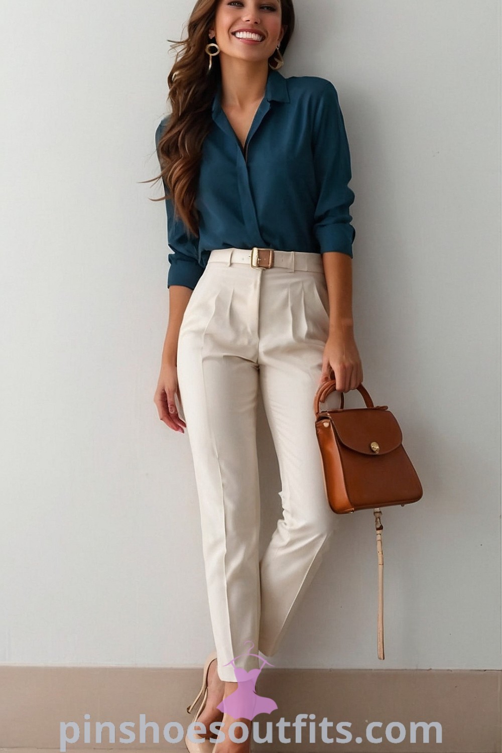 Chic summer corporate outfit featuring medical office outfits for women and girlie styles ideal for hot weather work, blending professionalism with elegance. Discover the best outfits to inspire your summer office look at pinshoesoutfits.com.