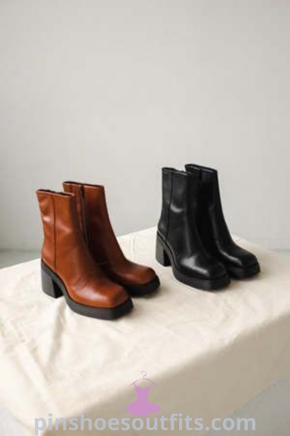 Stylish collection of brown chunky boots and black leather boots outfit showcasing Vagabond Brooke and flat black boots. Perfect for chic and classy outfits, these square toed and square heel boots offer inspiration for every woman
