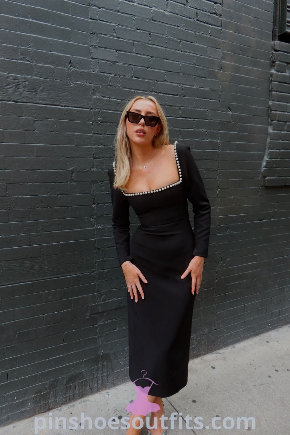 Elegant Odd Muse Pearl Dress in black adorned with signature pearls, ideal for black and white birthday themes and modest party occasions. Outfit ideas to look chic and stylish, including stylish ways to wear with sneakers. Explore more at pinshoesoutfits.com