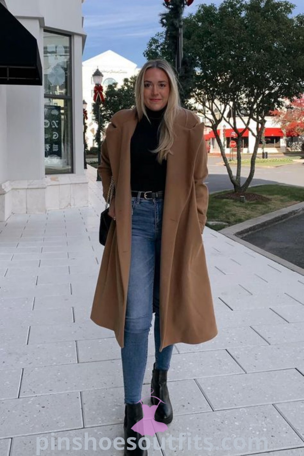 Chic winter fashion outfit featuring a stylish womens peacoat, layered casual looks for a day out in London, and inspiring outfit ideas for every woman this season. Perfect combinations of elegance and warmth are highlighted. Discover more on pinshoesoutfits.com.
