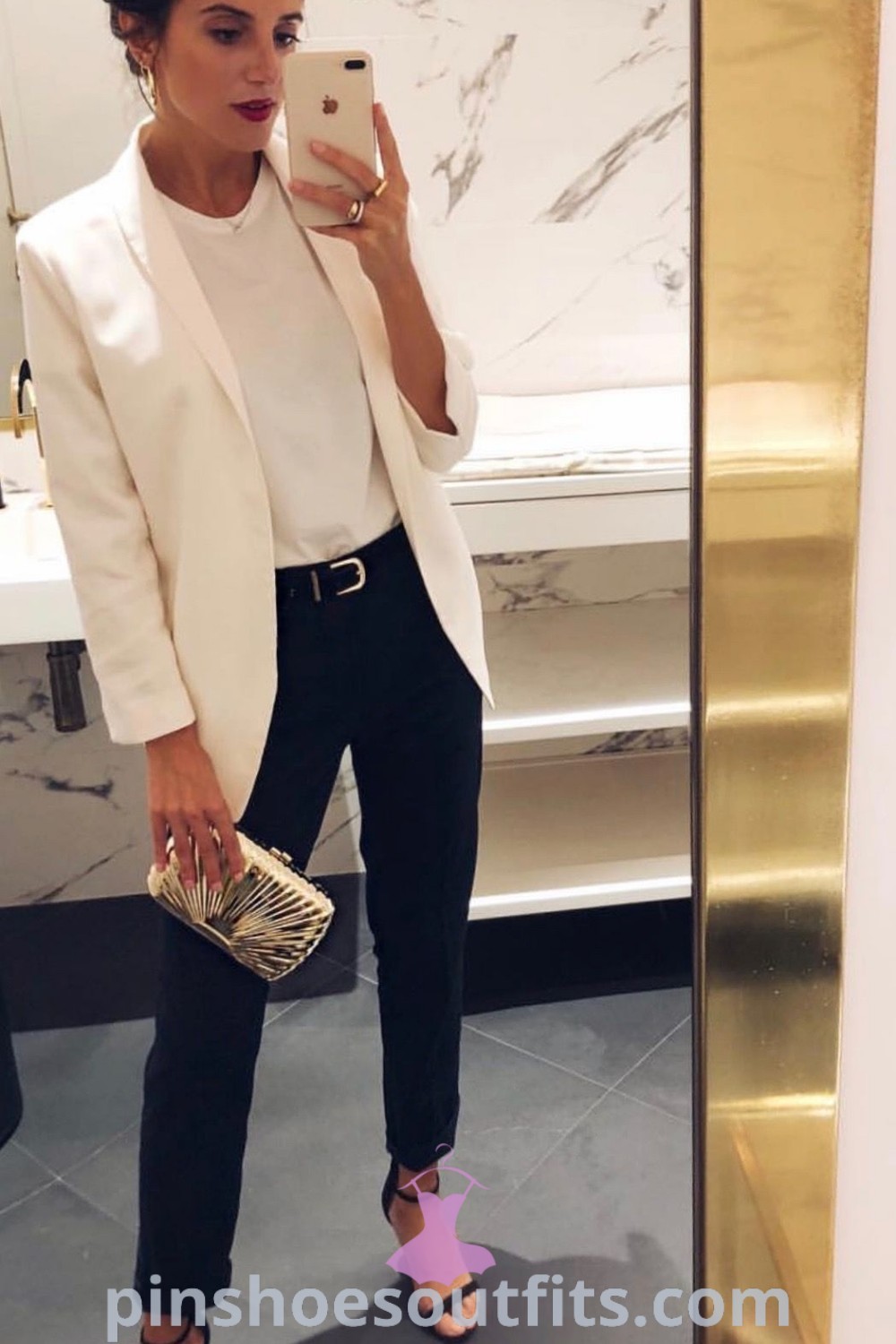 Stylish white blazer work outfits for women featuring sheer shirts and cream blazers, ideal for business casual and semi-formal events. Outfit ideas for elegance and sophistication, inspiring looks you can copy right now at pinshoesoutfits.com.