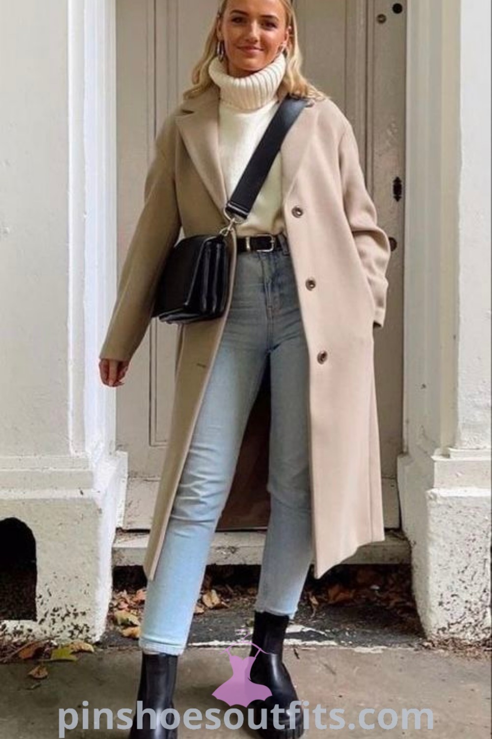 Stylish winter coat outfit featuring elements of 00s mode, adrette outfits, and the elegance of Blair Waldorf. Perfect for NYC winter vibes, this look highlights inspiring ideas for December outfits. Discover more outfit ideas that look expensive and elegant at pinshoesoutfits.com