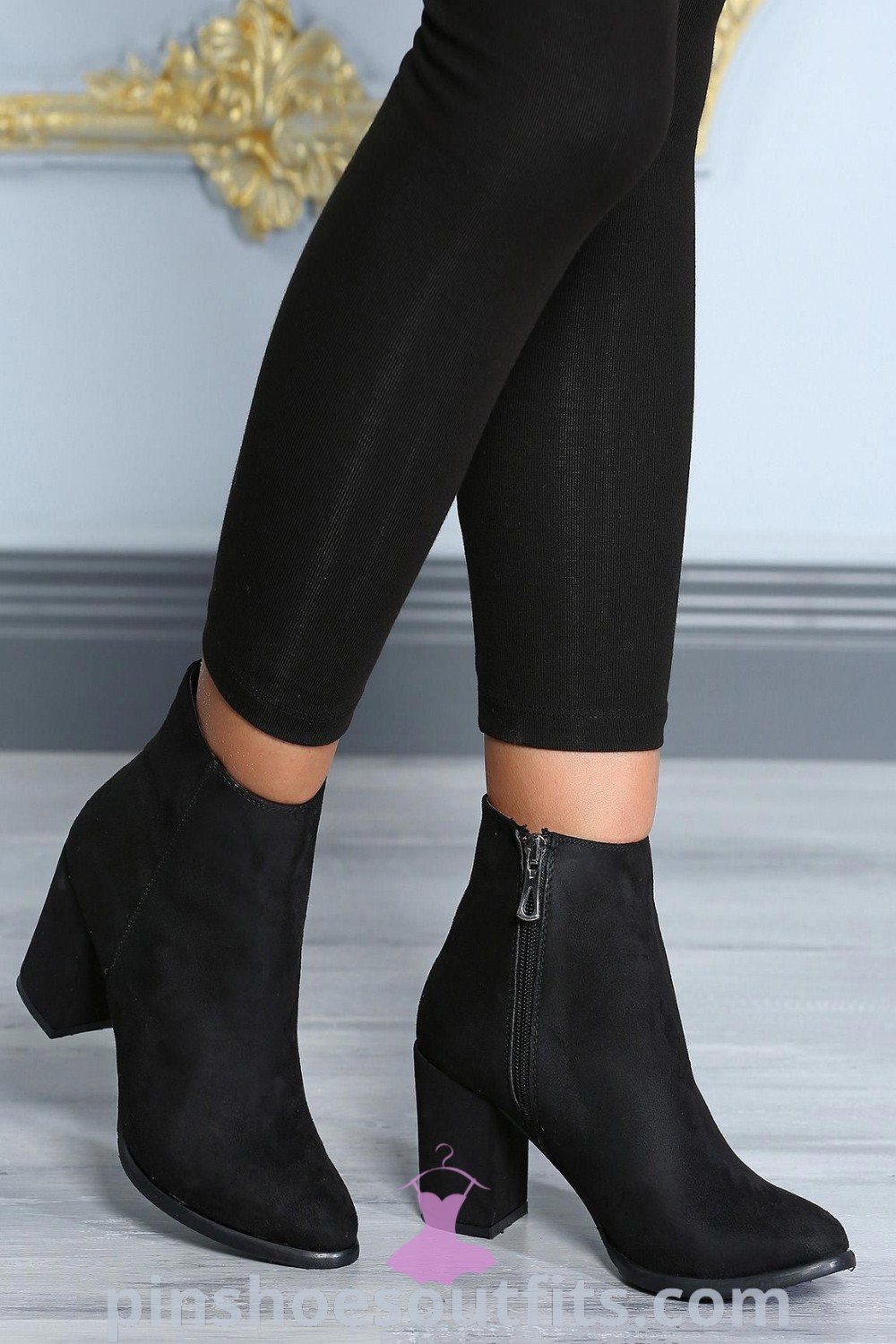 Ankle boots with jeans showcasing cute girly shoes like black suede boots and zipper heels. Perfect for creating stylish outfits, these high boots outfit ideas inspire elegant looks every woman must try this season. Discover more at pinshoesoutfits.com.