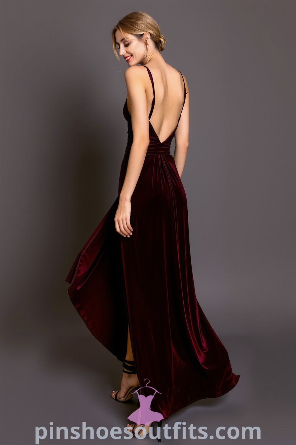 Elegant blush satin slip dress with lace detailing and adjustable spaghetti straps, paired with strappy nude heels, perfect for a romantic date night. pinshoesoutfits.com