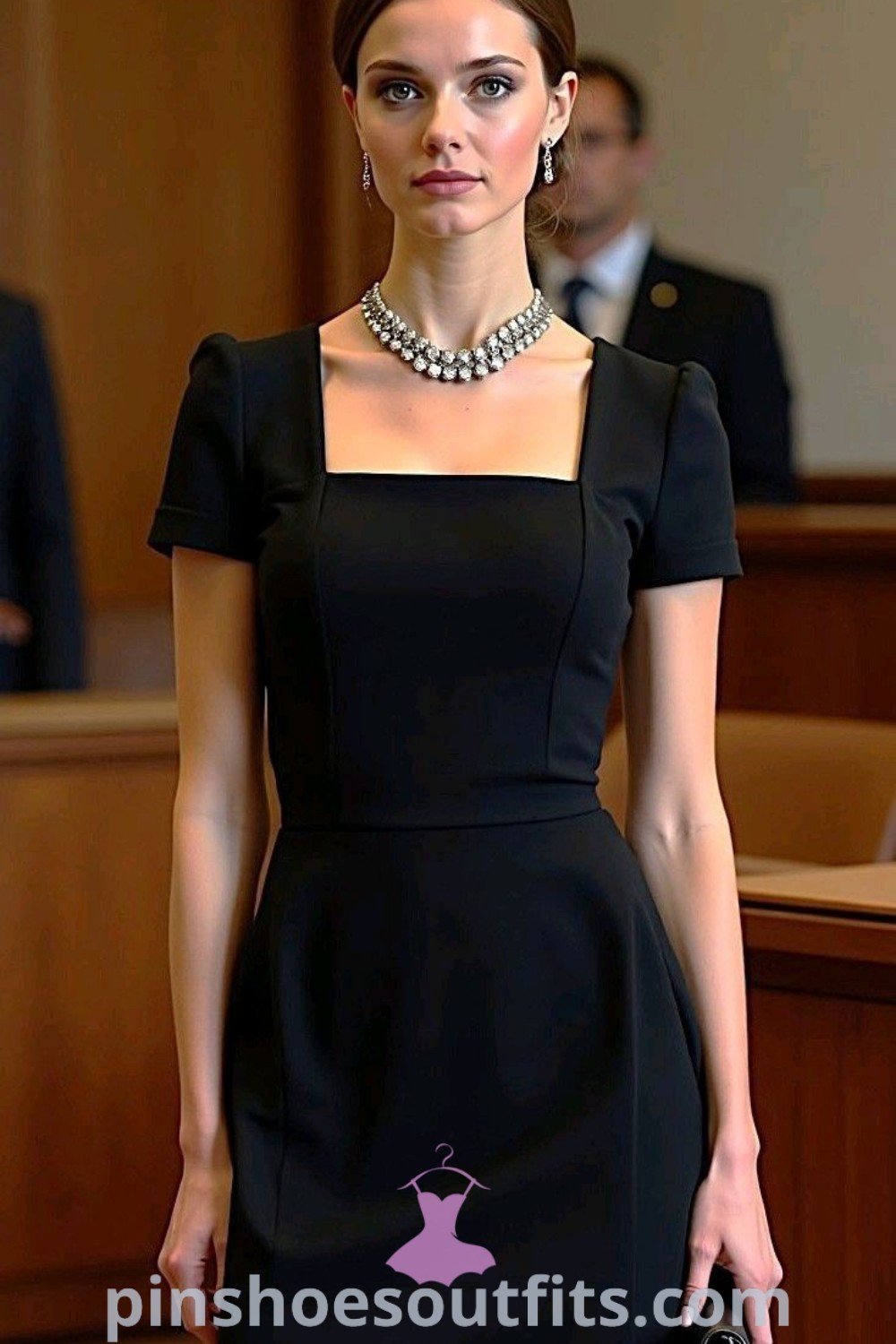 Elegant short outfit featuring vintage dresses from the 1940s with a feminine touch, showcasing how to be classy and stylish. Perfect for Sunday outings, this look combines elements of old money elegance with modern chic. Discover more outfit ideas at pinshoesoutfits.com.