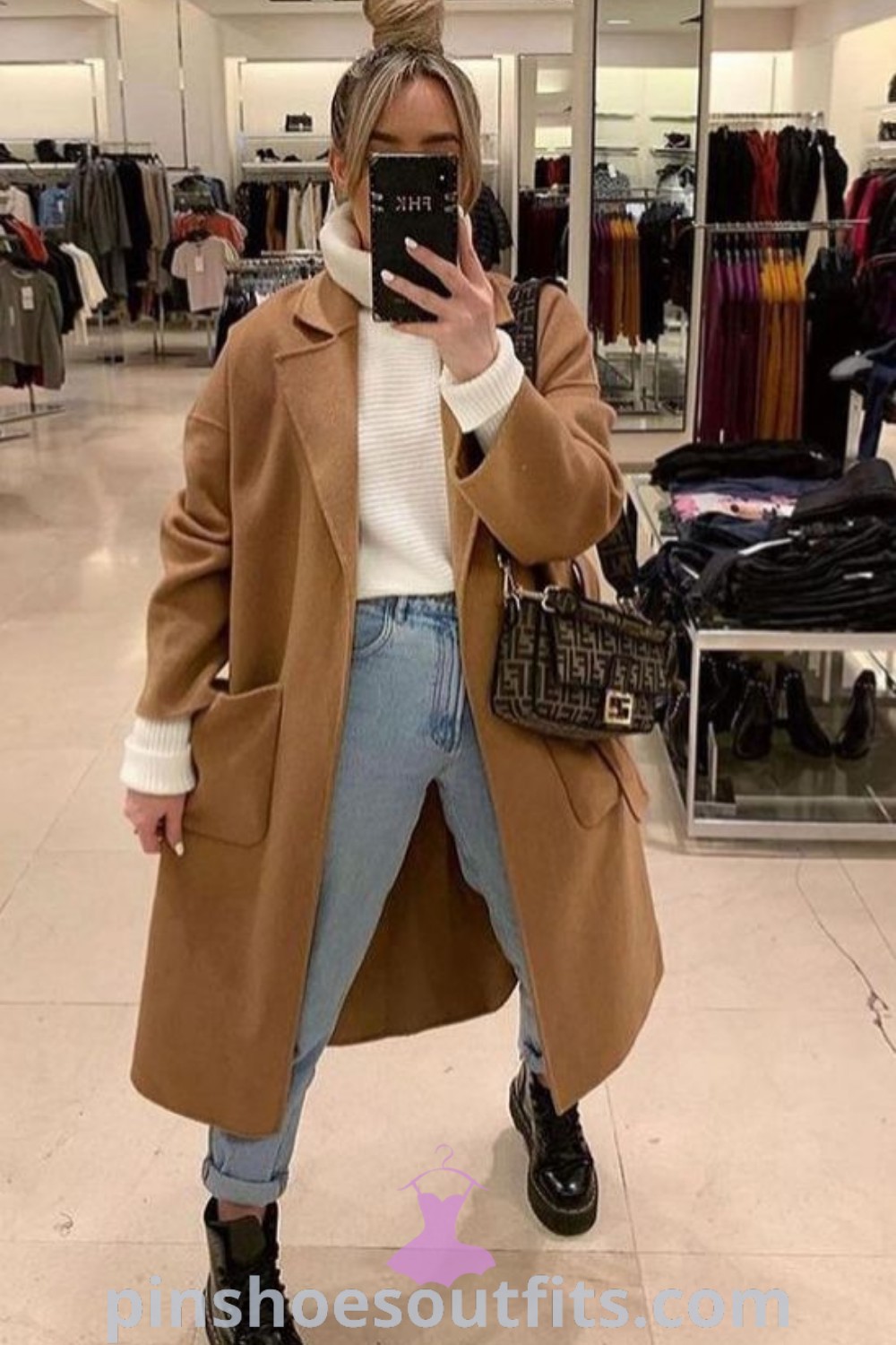 Chic winter coat outfits featuring a stylish Zara coat, elegant casual wear, and cute winter outfits for cold weather. Discover outfit ideas to inspire your look this season at pinshoesoutfits.com.