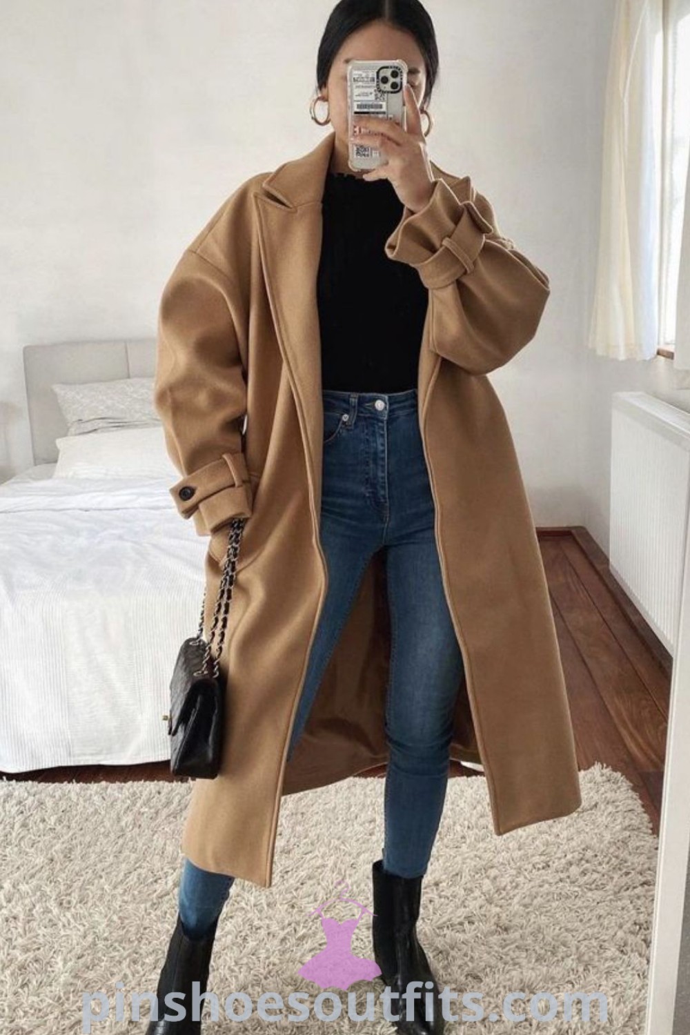 Chic winter fashion outfit for black girls including a camel coat and mode turban, showcasing elegant casual styles like nfr outfits and outfits for winery visits. Perfectly curated for a stylish and warm look, inspiring women’s everyday elegance at pinshoesoutfits.com.