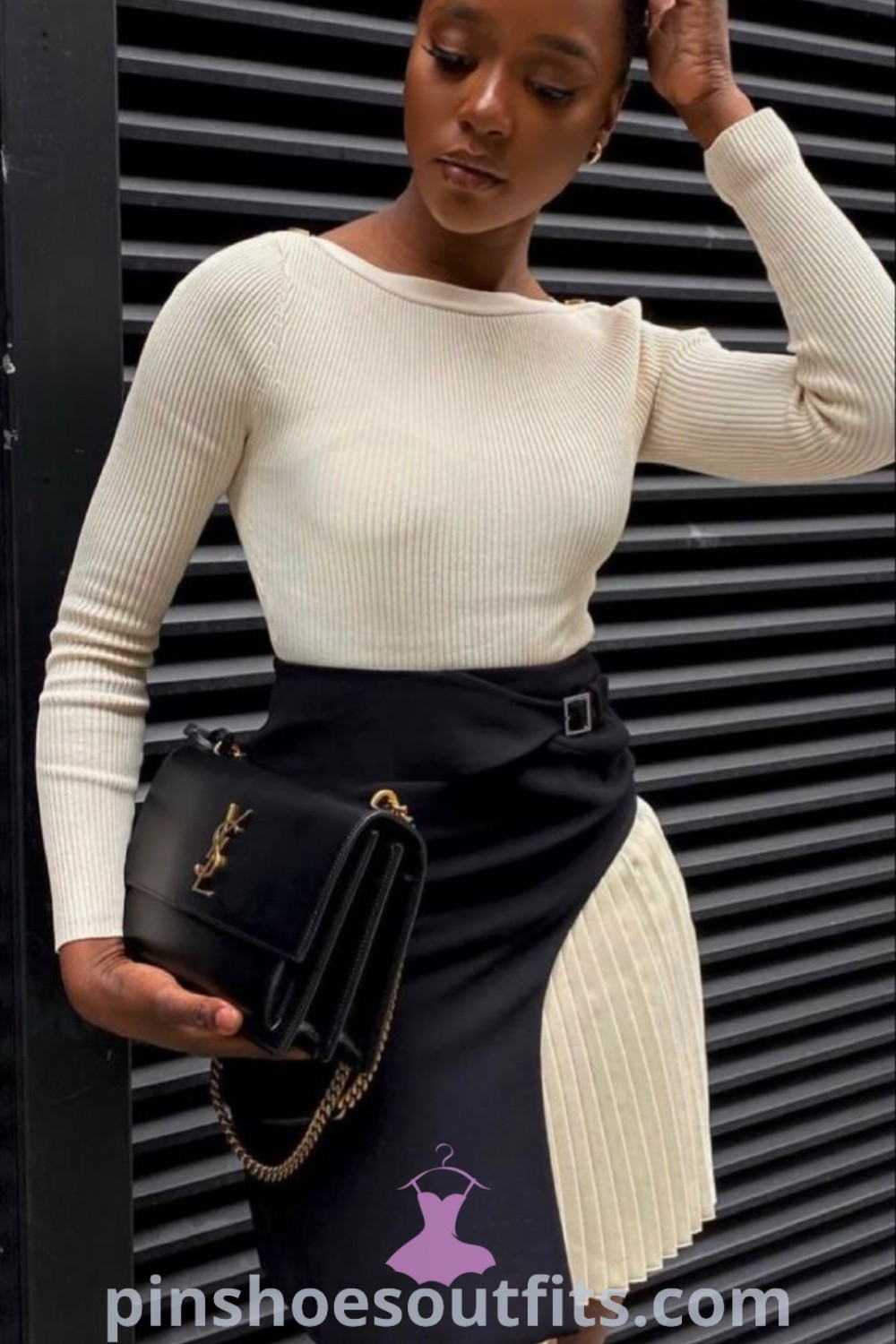 Chic summer skirts styled for corporate outfits, featuring classy work fits and modest clothing ideas. Perfect for the office or professional settings, these looks inspire elegance and style. Discover more outfit ideas at pinshoesoutfits.com.