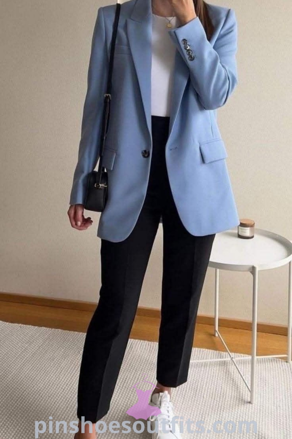 Chic law office receptionist outfit showcasing classy and professional elements. Perfect for casual work outfits for women, combining stylish design with business casual aesthetics. Ideal for corporate environments, this look features tailored items and perfect footwear. Discover more inspiring outfit ideas at pinshoesoutfits.com.