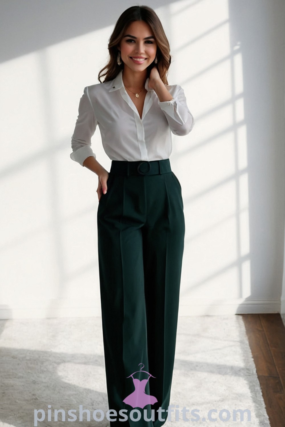 Chic business casual outfit featuring elegant dresses and tailored blazers, perfect for creating a stylish and professional capsule wardrobe. Discover outfit ideas for the office, award ceremonies, and interviews at pinshoesoutfits.com.