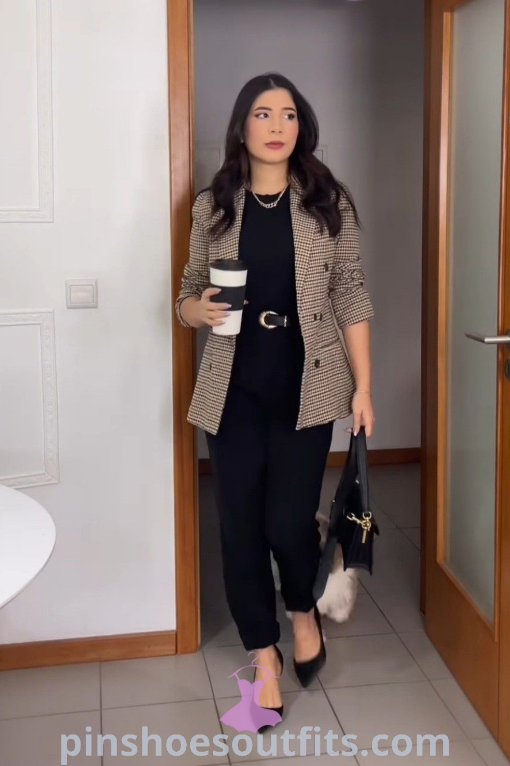 Grey Pants Suits for Women paired with a Black Blouse Work Outfit create the ideal business casual look. Discover the best outfits for women, including hotel manager outfits and courthouse wedding guest attire, at pinshoesoutfits.com. These stylish outfits inspire your everyday elegance and showcase how to dress for success.